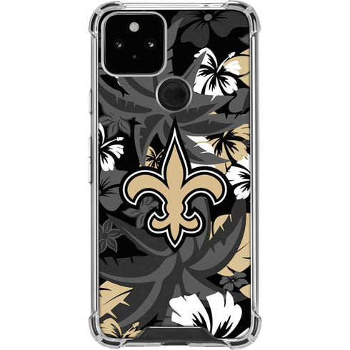 NFL New Orleans Saints Tropical Print Google Pixel 5 Clear Case